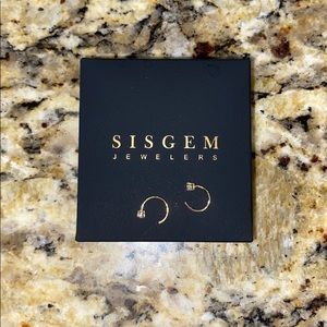 14k Gold Sisgem Jewelers Mini Hoops With Diamonds
